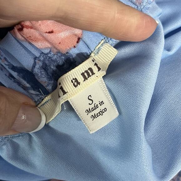 Miami Skirt size Small Blue Pink Roses Floral Ruffles Long High Low Wedding - Picture 11 of 11